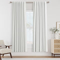 Guken White 100% Blackout Linen Curtains 52 Inch Wide by 74 Inch for Living Room Bedroom Back Tab/Rod Pocket Thermal Insulated Black Out Li…