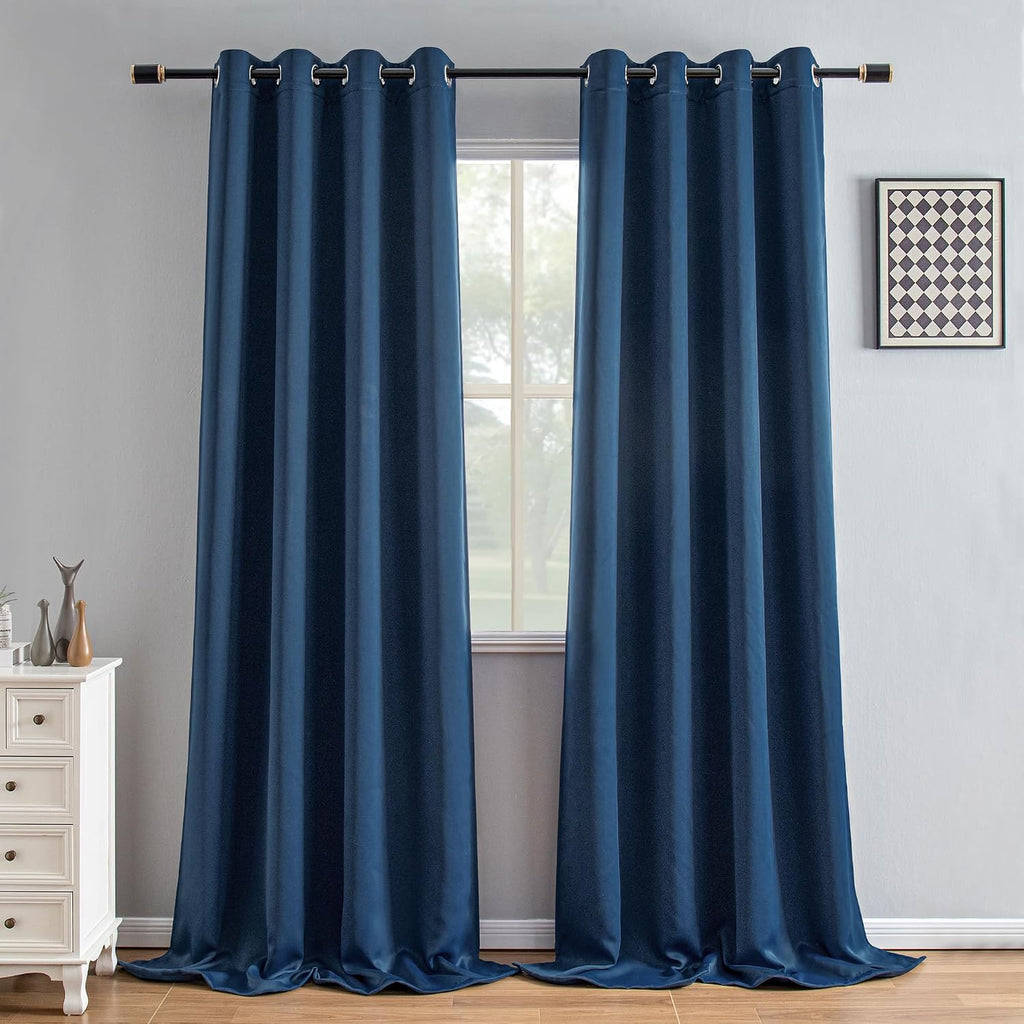 Igemaeve Blackout Curtains 96 Inch Length 2 Panels Set, Black Out Curtains for Bedroom 96 Inch Long, Grommet Energy Saving Room Darkening D…