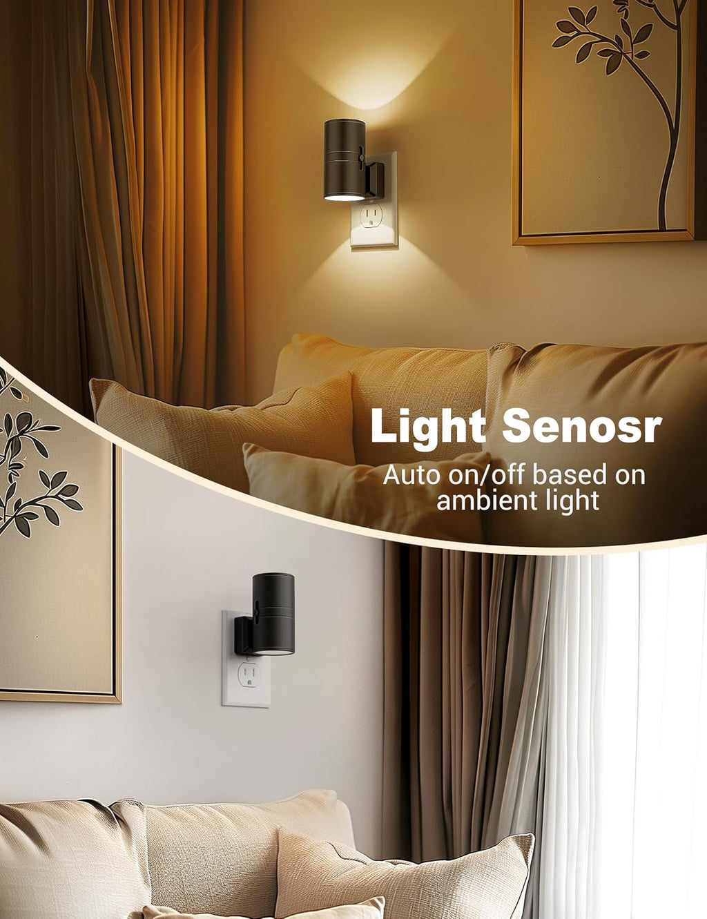 Night Lights Plug into Wall, Dimmable Night Light Plug in, Modern Night Lights with Dusk to Dawn Light Sensor, Soft White 3000K, 0-100LM…