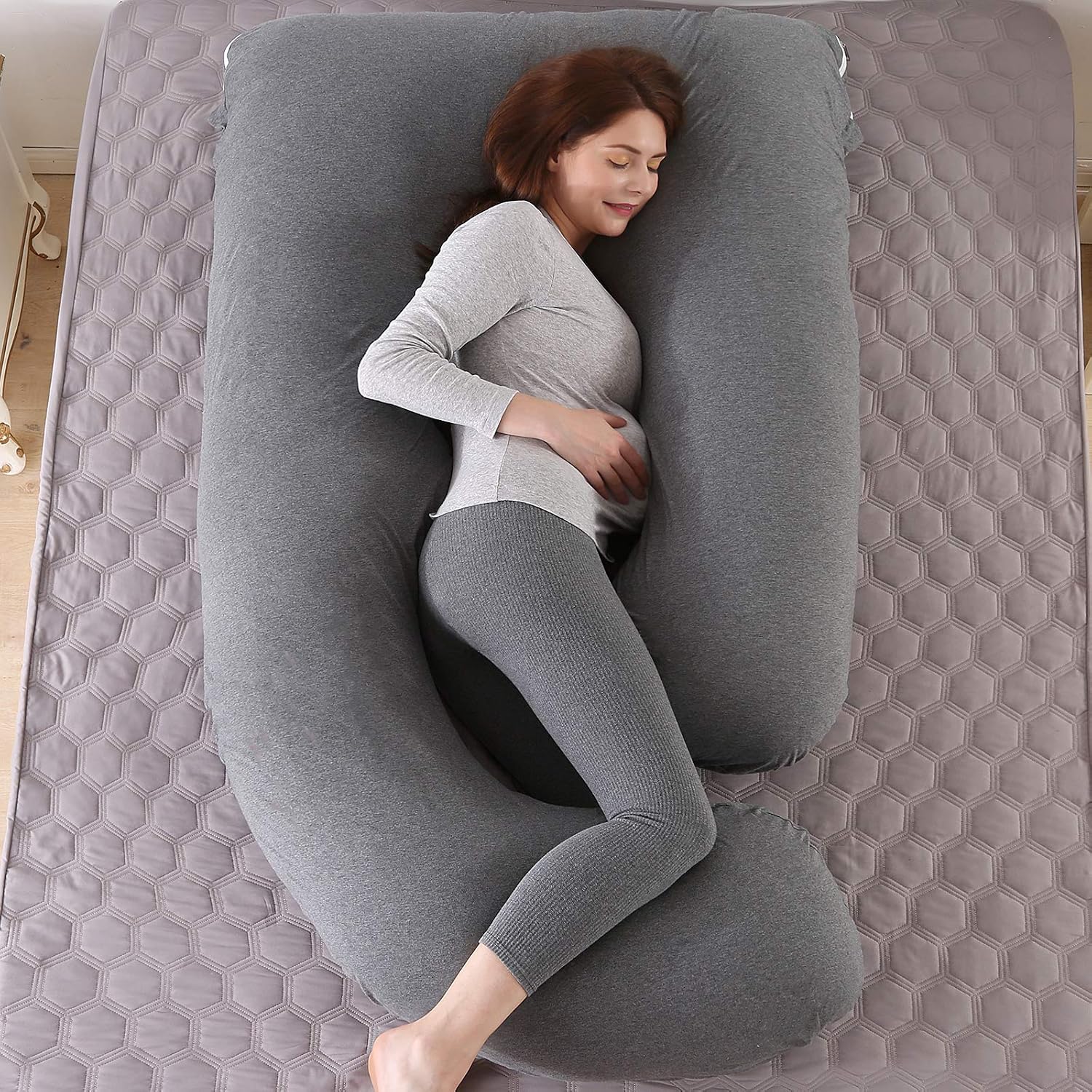 U-Shaped Full Body Pregnancy Pillow for Sleeping – 57" Maternity Pillow with Removable Cover, Support for Back, Legs, Belly & Hips…