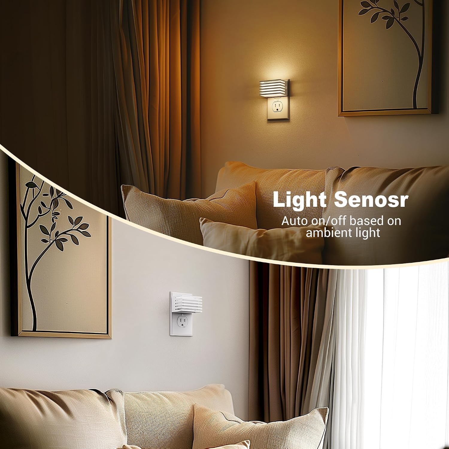 JandCase LED Night Light, Night Lights Plug into Wall with Dusk to Dawn Sensor, Dimmable Plug in Night Light, Adjustable Brightness…