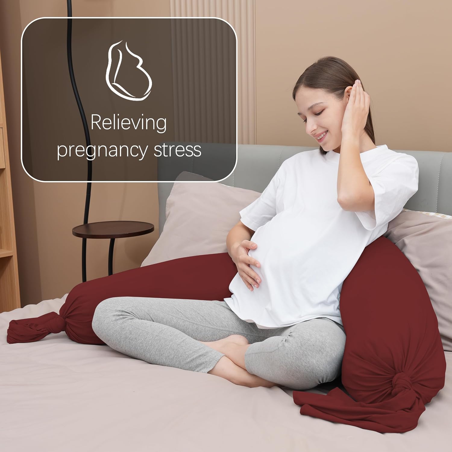 Moonpark MOON PARK Pregnancy Pillow - Incredibly Smooth and Soft Cooling Cover I Shaped Full Body Maternity Pillow with Removable Cover - S…