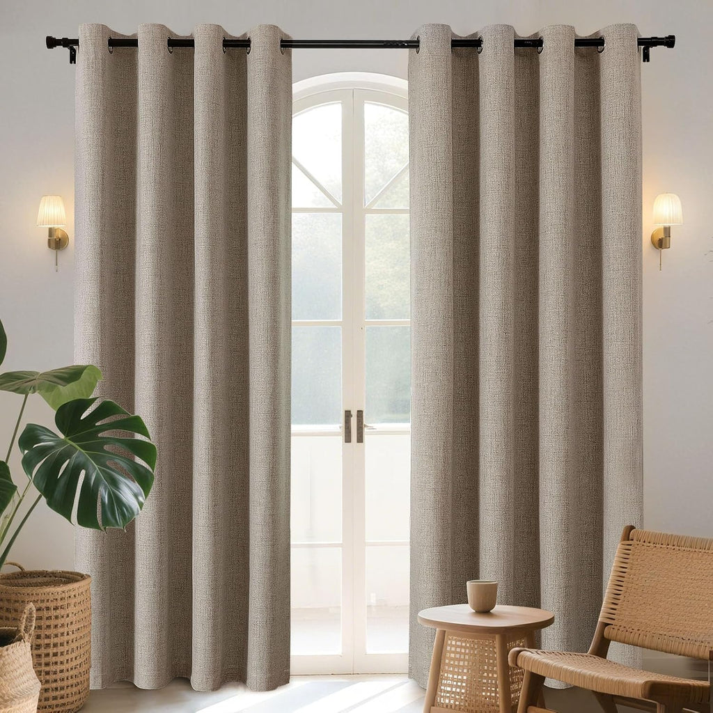 Joydeco Blackout Curtains 72 Inches Long 2 Panels Burg, Room Darkening Curtains for Bedroom, 100% Black Out Textured Thermal Drapes Privacy…