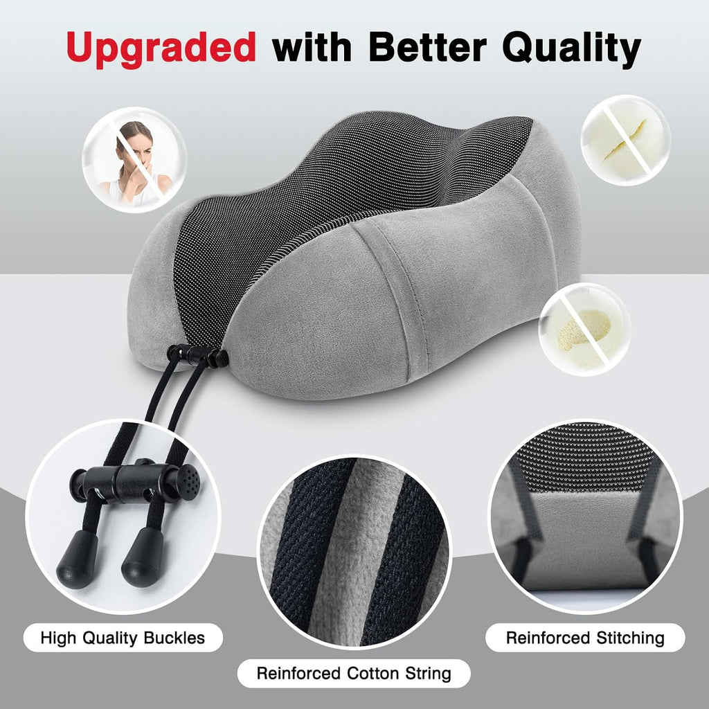 Urnexttour Neck Pillow Airplane-2 Pack Memory Foam Travel Pillow, Soft Support Travel Neck Pillow for Travelling, Sleeping Rest, Car, Train…