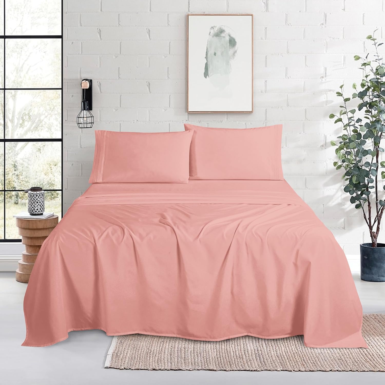 MocassiLuxuryBedding Mocassi Twin Size 4-Piece Bed Sheet Set - 1800 Hotel Quality Microfiber 18-24 Inches Extra Deep Pocket Fitted Sheet- L…