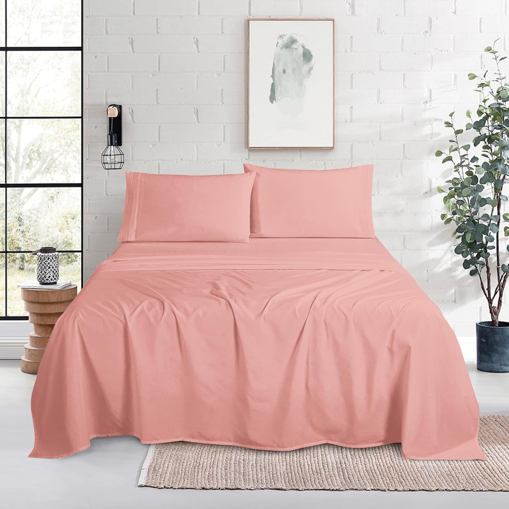 MocassiLuxuryBedding Mocassi Twin XL Size 4-Piece Bed Sheet Set - 1800 Hotel Quality Microfiber 18-24 Inches Extra Deep Pocket Fitted Sheet…