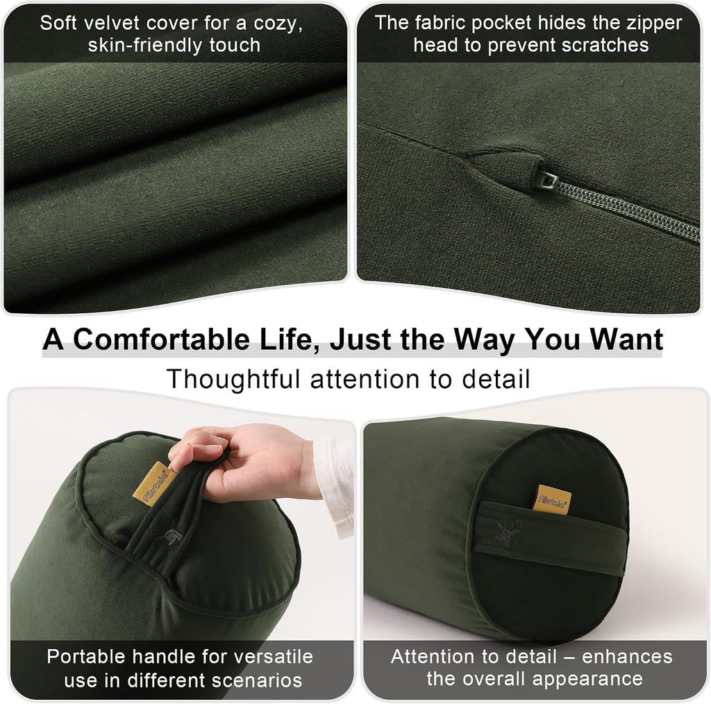 Body Pillow for Adults, Long Round Pillow, Big Cylindrical Pillow, Large Full Bolster Pillows for Side Sleepers (Jade Green, 47.24"*7.87")