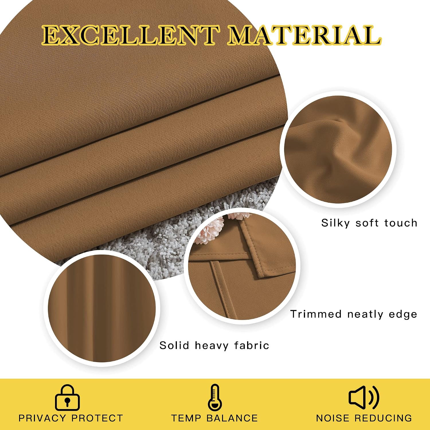 Nicetown Blackout Curtains 108 inches Length - Grommet Thermal Insulated Window Treatments Solid Panels for Living Room/Bedroom, Gold Brown…