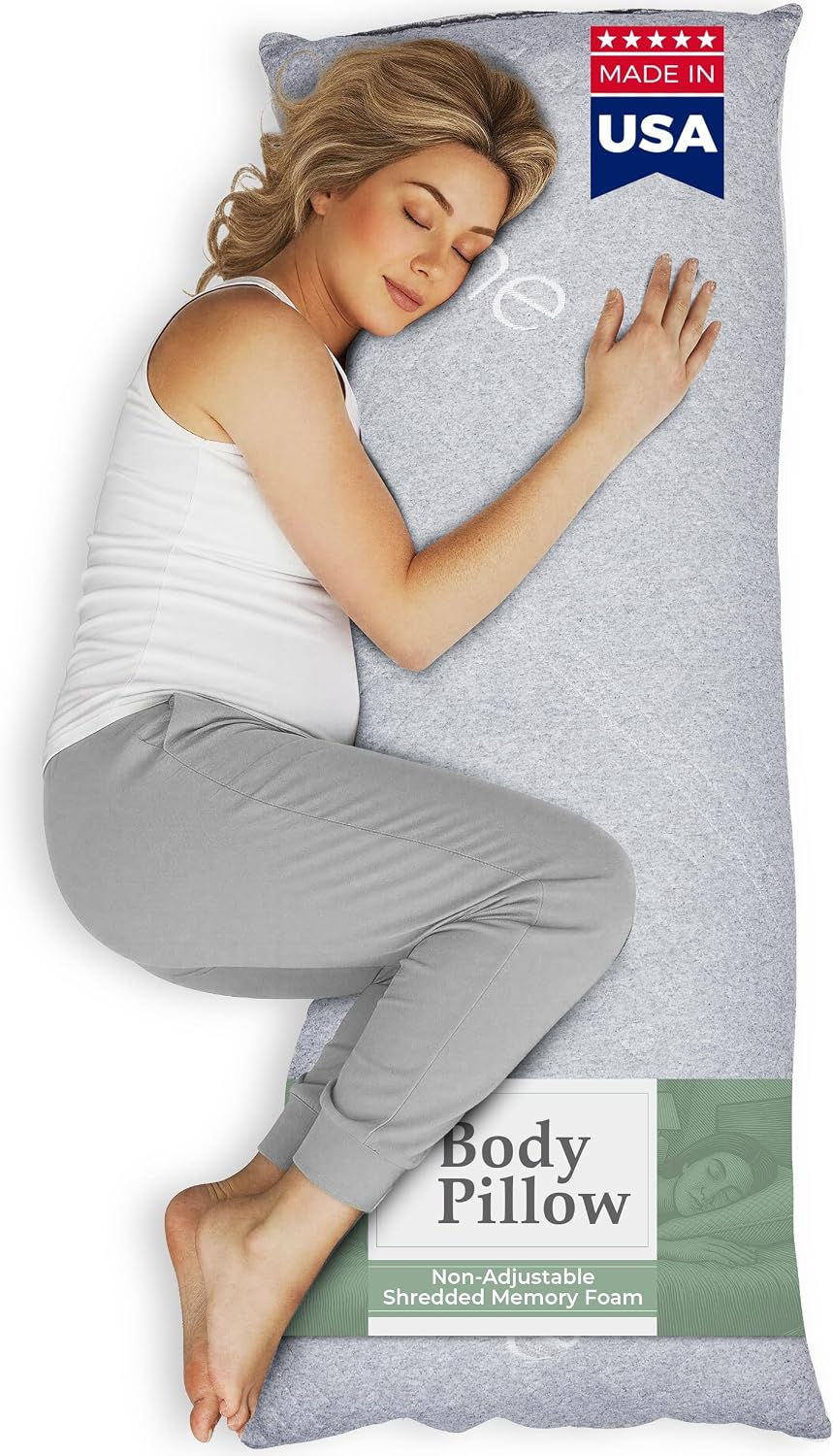 Snuggle-Pedic Body Pillow for Side Sleepers for Adults - Full Body Maternity Pillow Support Legs, Belly & HIPS - Shredded Memory Foam &…