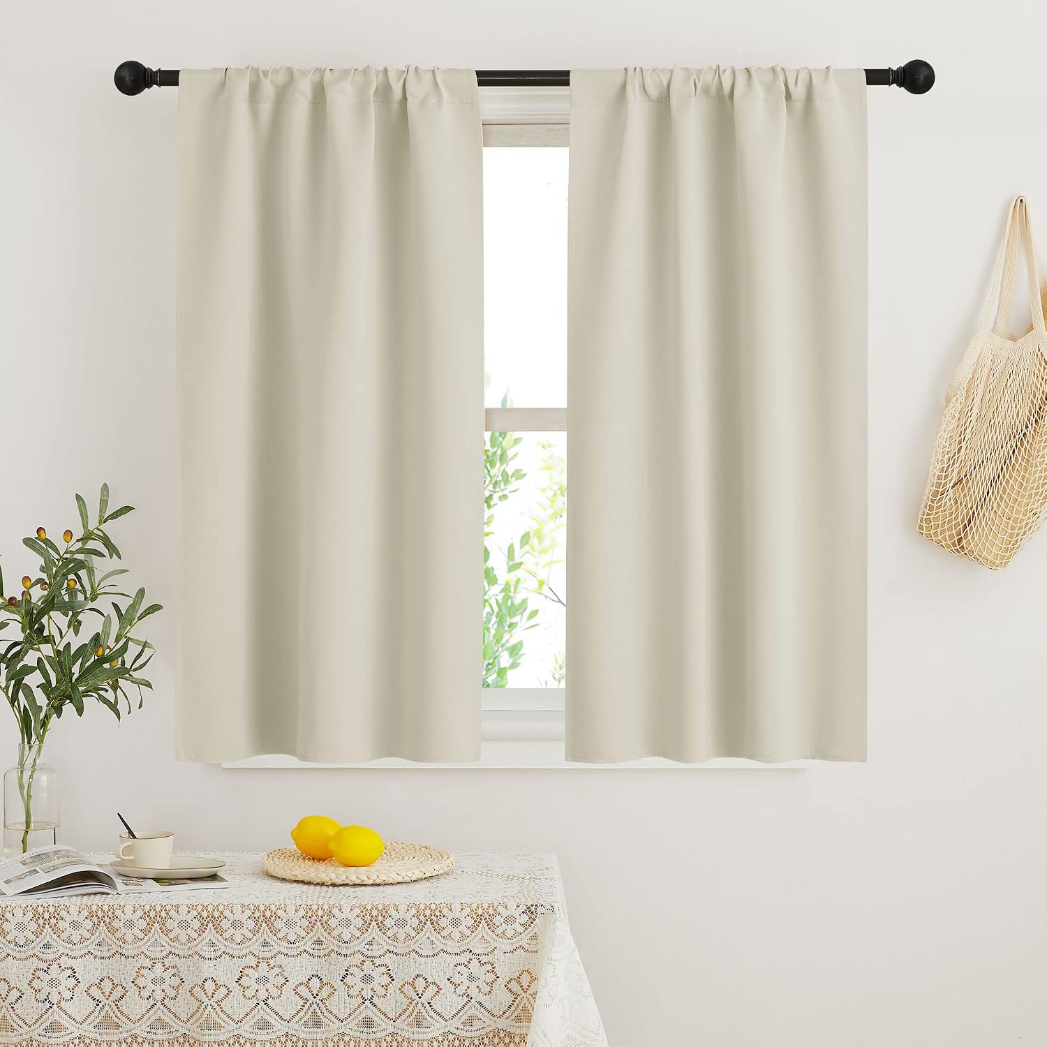 Rybhome RYB HOME French Door Window Curtain Covering, Rod Pocket Thermal Insulated Privacy Non See Through Drapes for Bathroom Window, Widt…