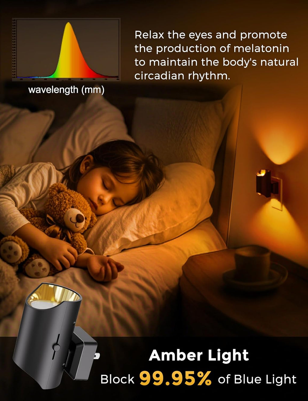 L LOHAS LED Night Light, Amber & Yellow Night Lights Plug into Wall, Dimmable Light Sensor, Soft Night Light, Sleep Light for Kids, Warm…