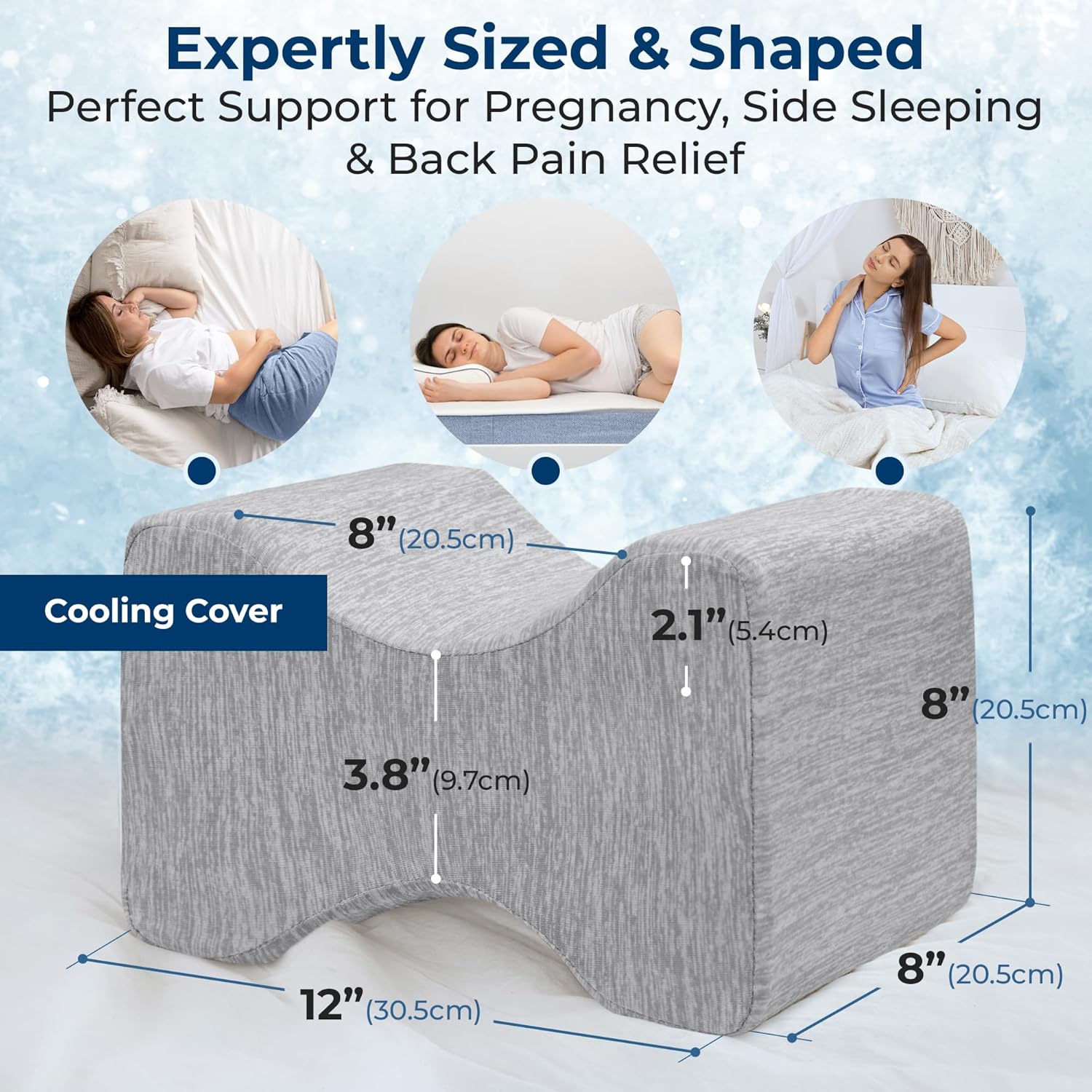 5Starsunited 5 STARS UNITED Large Knee Pillow for Side Sleepers - Hip, Memory Foam Leg Cushion for Side Sleeping - Between Legs Pillow for…