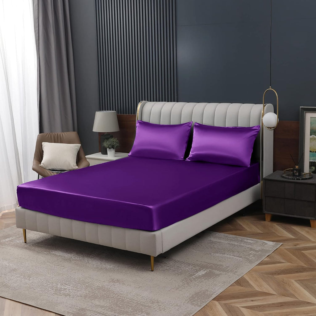Homiest Purple Satin Pillowcase for Hair and Skin, Standard Size Pillow Covers Luxury & Ultra Soft Pillow Cases Set of 2, Cooling…