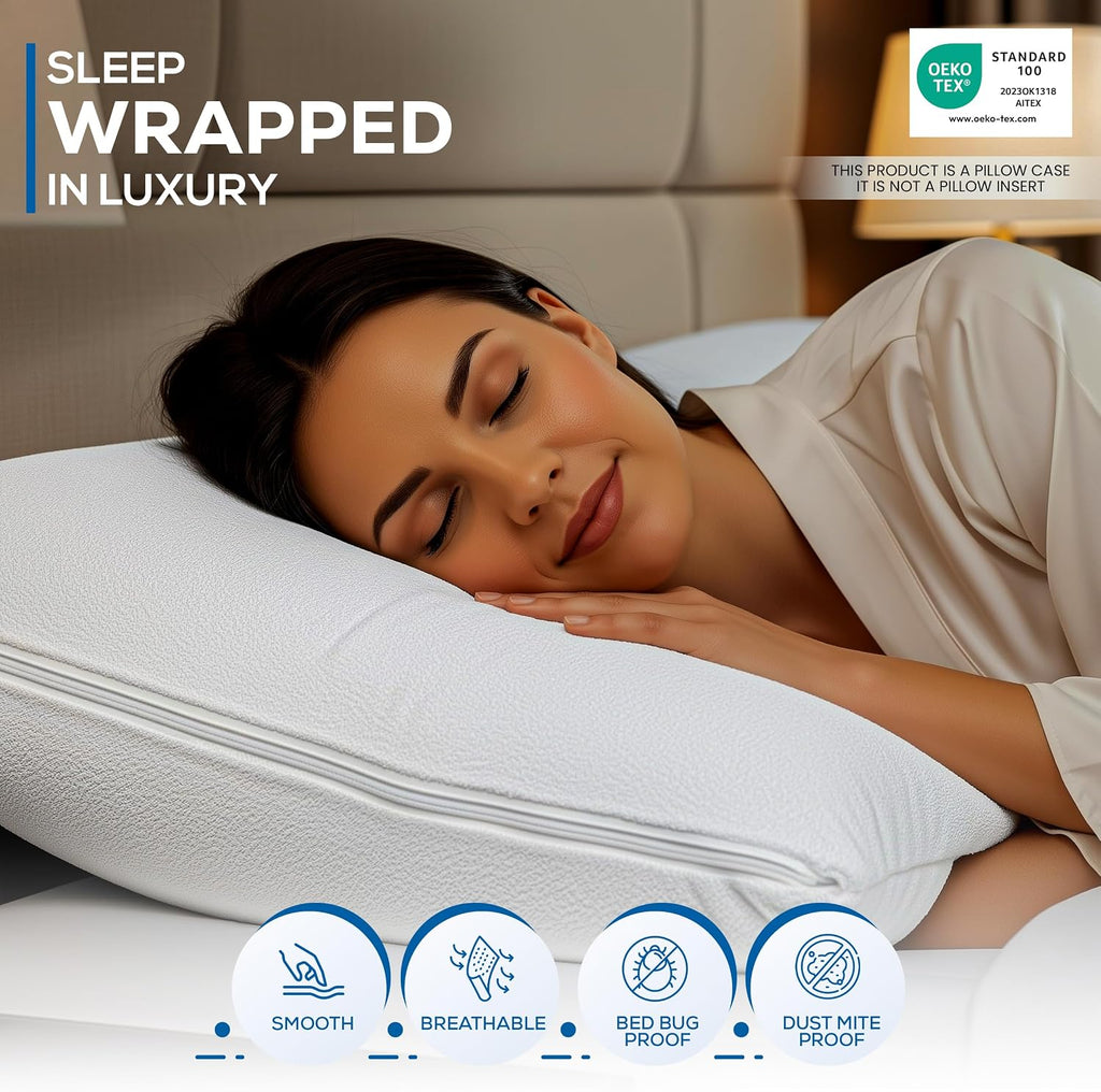 Utopiabedding Utopia Bedding Set of 2 Waterproof Pillow Protectors with Zipper Queen Size, Terry Pillow Covers, Bed Bug and Dust Mite Proof…