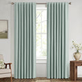 Miulee 100% Blackout Linen Curtains for Bedroom, Seafoam Green Solid Luxury Decor Thermal Insulation Room Darkening Drapes for Living Room…