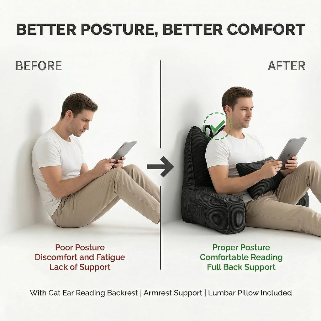 Ailuteie Patented Design Corduroy Bed Rest Pillow with Arms, Back Support Pillow for Sitting in Bed, Detachable Lumbar Support, Large Backr…