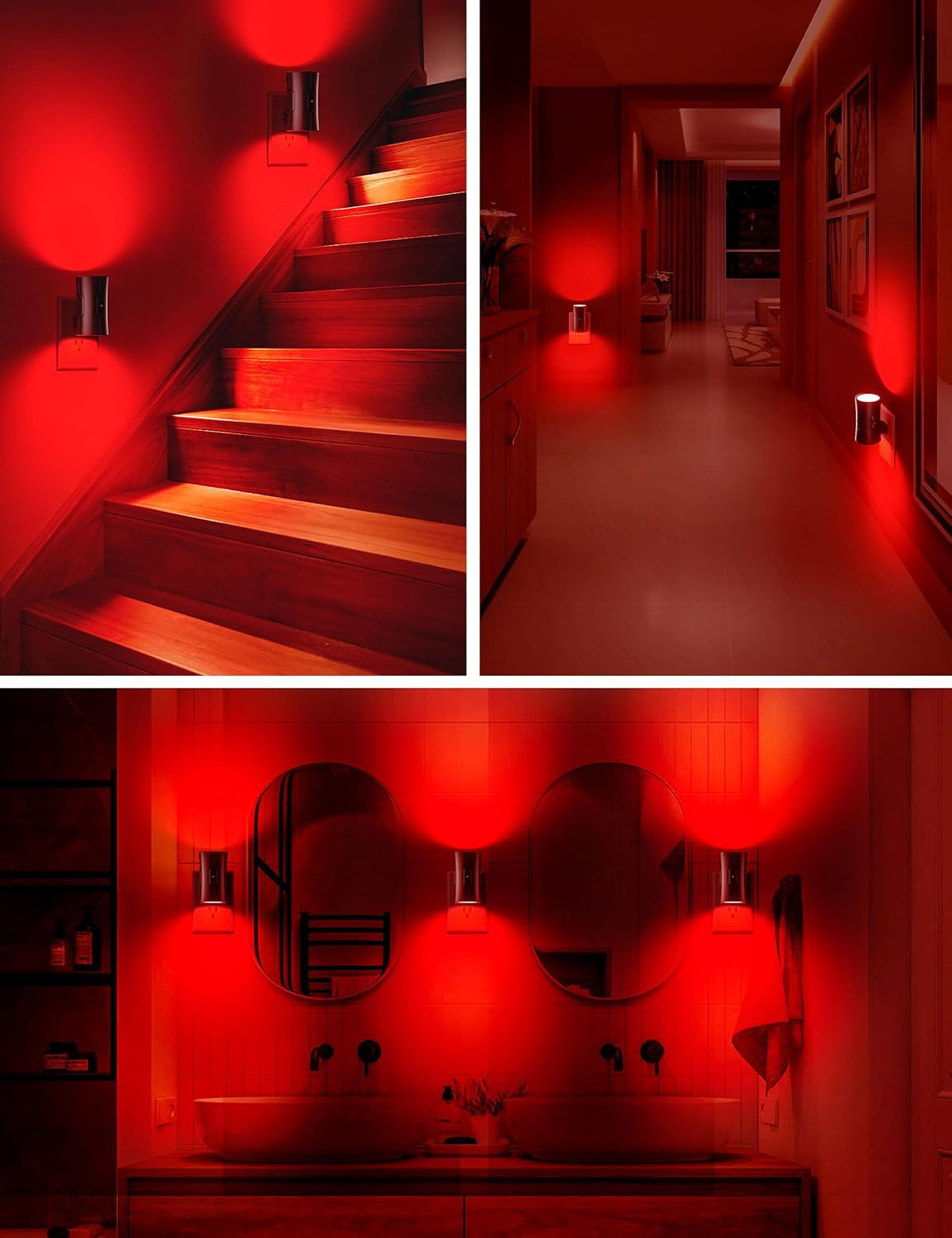 Sujeet LED Night Lights Plug into wall, Bright Night Light, Dusk to Dawn Sensor, Red Night Light, 0-100LM Adjustable Brightness, Dimmable N…
