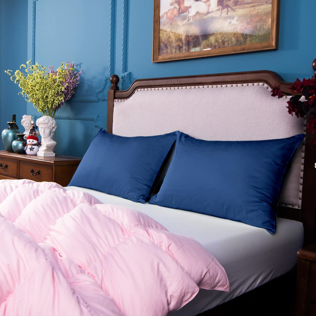 NTBAY Egyptian Cotton Queen Pillowcases - Set of 2, 500 Thread Count Cotton Pillowcases - Soft and Breathable Envelope Closure Pillow…