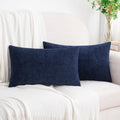 Hwy50 HWY 50 Navy Blue Lumbar Pillow Covers 12x20 Inch Pack of 2, Soft Chenille Decorative Throw Pillow Covers Farmhouse for Couch Sofa Liv…