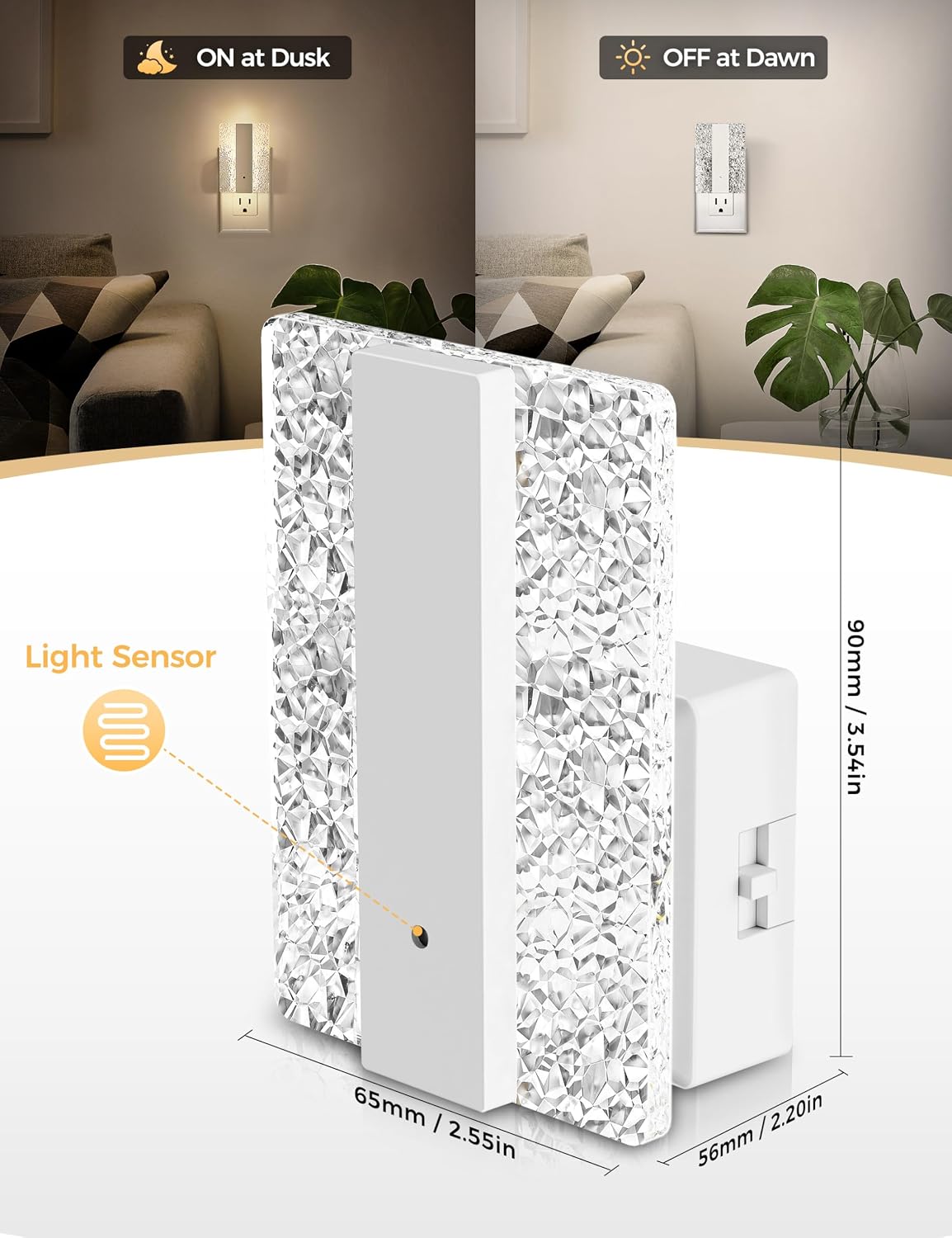 DORESshop LED Night Lights Plug Into Wall, [2 Pack] Mordern Night Light with Dusk-to-Dawn Sensor, Dimmable Nightlights, Adjustable…