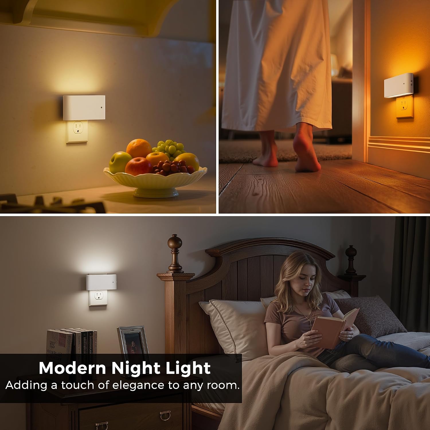 Llohasled L LOHAS LED Night Light, 2 Pack Modern LED Night Lights Plug into Wall with Dusk to Dawn Sensor, 0-100LM 2000K/3000K/5000K Dimmab…
