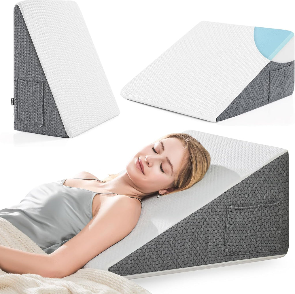Yojoker Wedge Pillow for Sleeping - 7.5 Inch Triangle Pillow Wedge, Memory Foam Bed Wedge Pillow for Headboard, Sleep Wedges for Snoring, A…