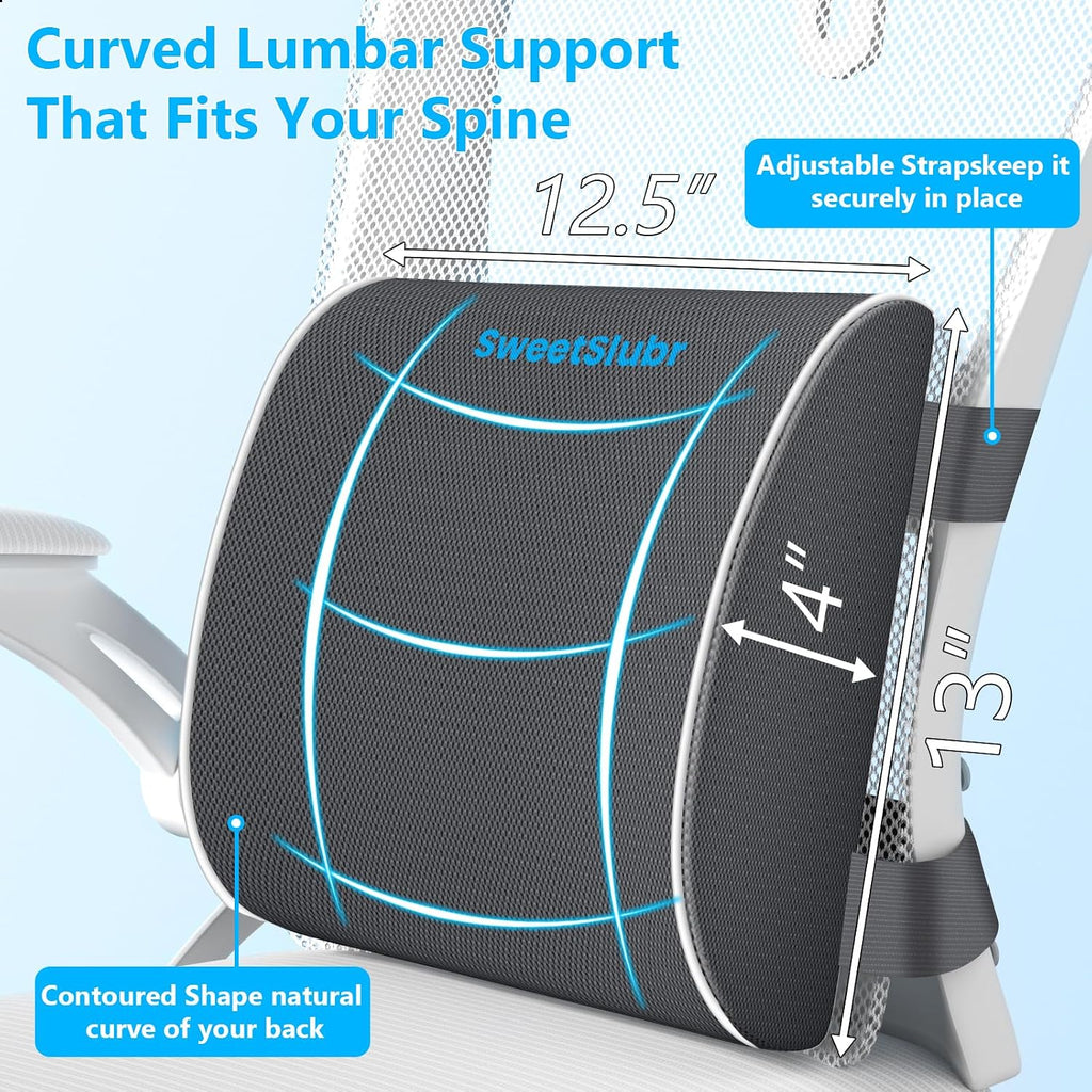SweetSlubr SweetSlubr Seat Cushion, Lumbar Support Pillow with Adjustable Strap-Chair Cushions for Sciatica -with Washable Cover Mem…