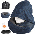 Vzpeun Travel Pillow - Hooded Neck Pillow Airplane Memory Foam Filling for Plane, Office, Cars Sleeping, Road Trip, Long Flights, Airplane…