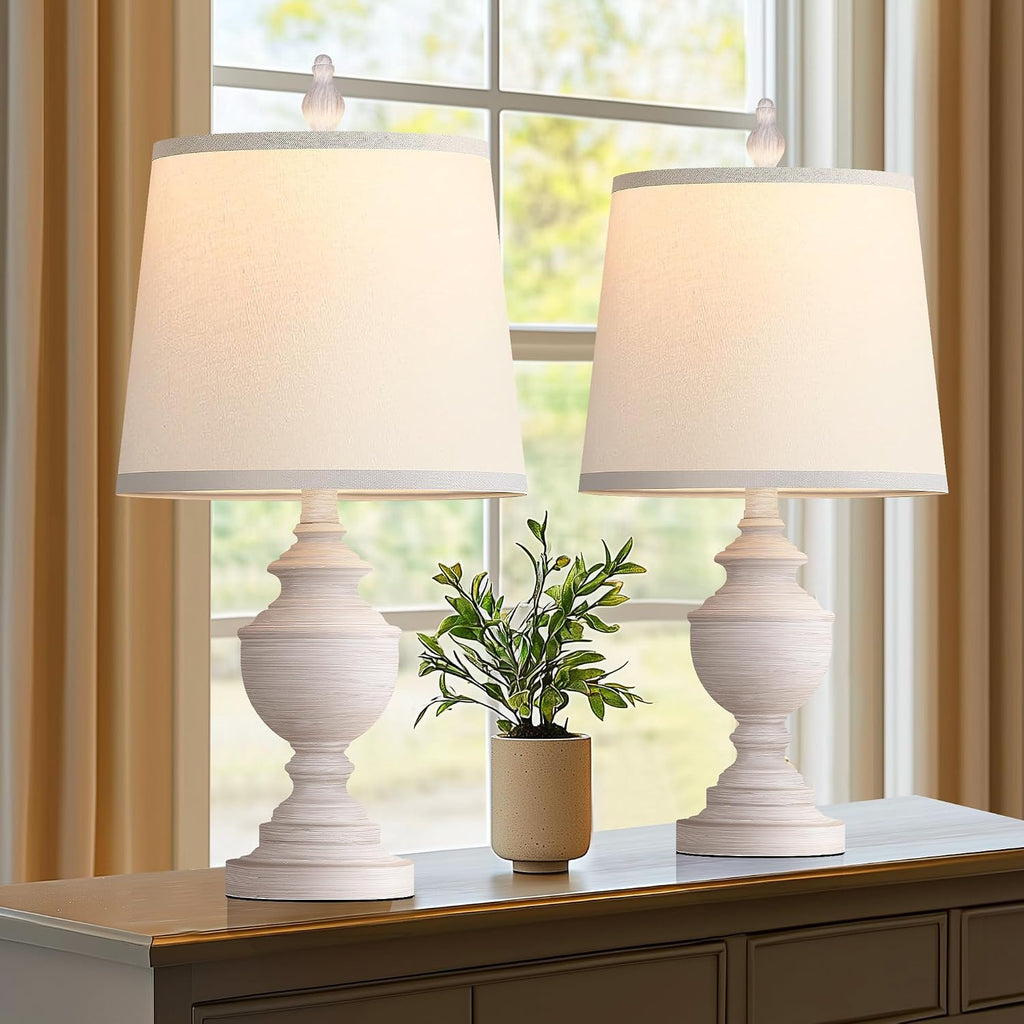 PARTPHONER Retro Table Lamps Set of 2, Bedside Lamp for Bedroom Rustic Farmhouse Table Lamps for Living Room, 22" Vintage Nightstand…