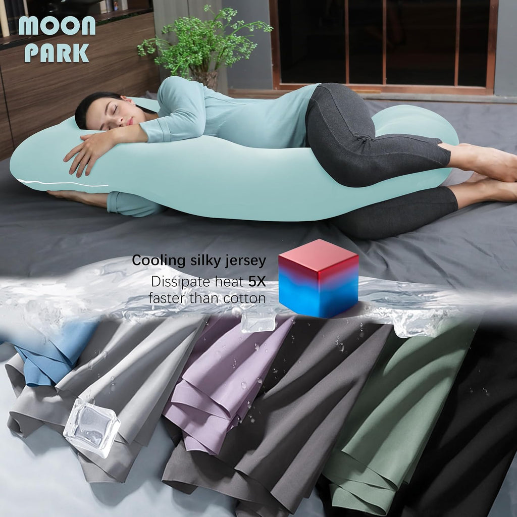 Moonpark MOON PARK Pregnancy Pillows for Sleeping - U Shaped Full Body Maternity Pillow with Removable Cover - Support for Back, Legs, Bell…