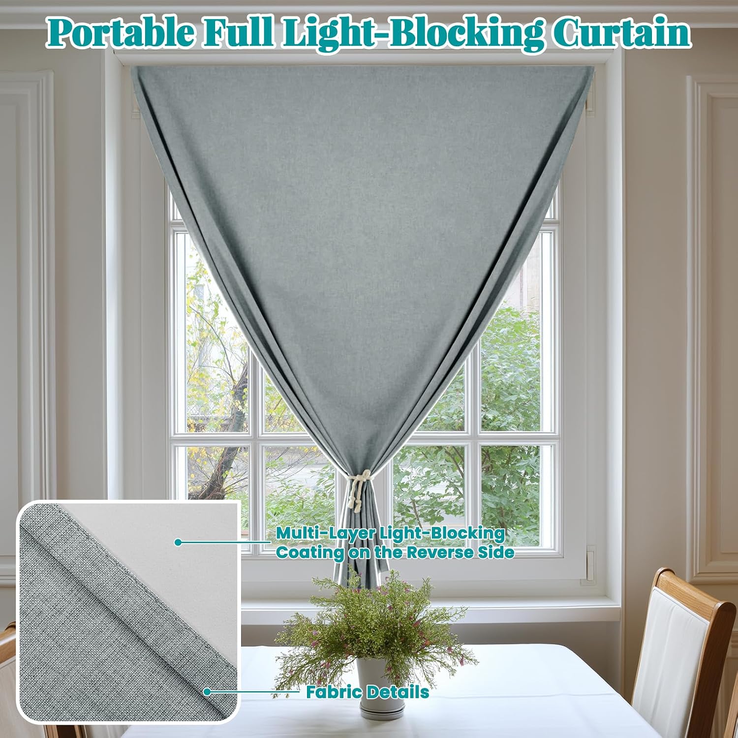 100% Self Adhesive Blackout Curtains- Stick on Curtains Shades Window Blinds Curtain No Rod Needed Easy to Hang Curtain, Use for Bedroom…