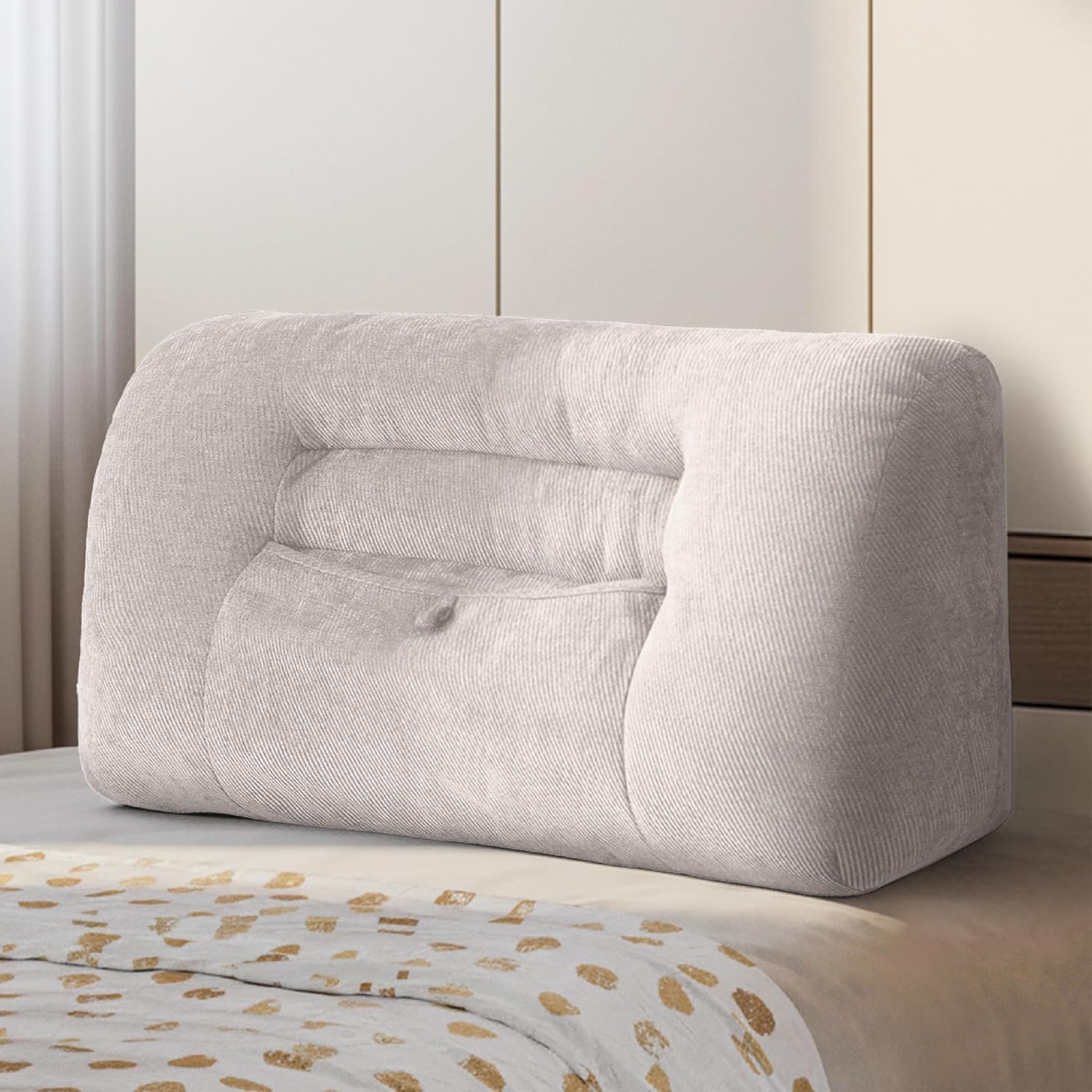 Reading Pillow for Couch, Bed Rest Back Pillow with Front Pocket, Comfortable Back Pillows for Sitting in Bed, Daybed, Living Room, Tatami