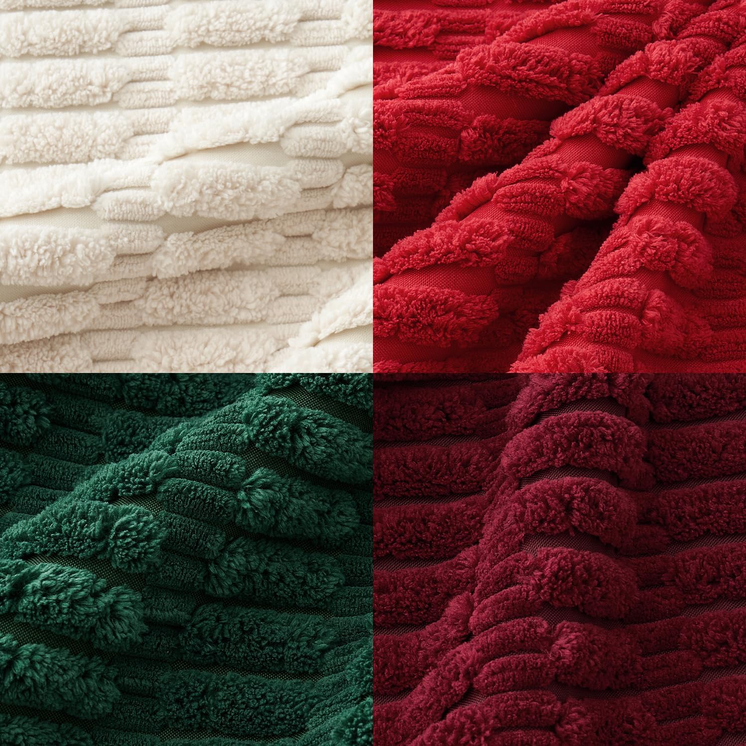 Miulee Pack of 4 Christmas Boho Farmhouse Red and Green Corduroy Decorative Throw Pillow Covers 20x20 Inch Retro Soft Striped Pillow Covers…