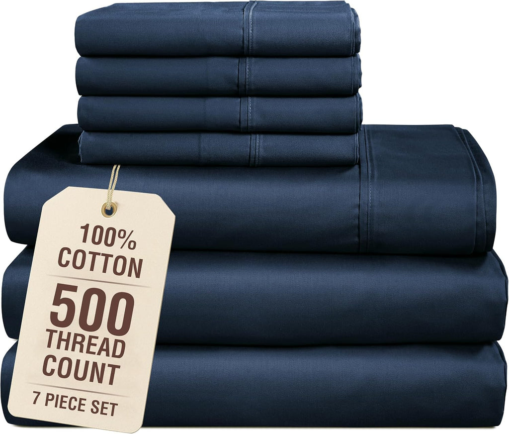 Casa Platino 100% Cotton Split King Sheet Set - 500 TC, 7 Pcs - Soft & Comfy Luxury Hotel Split King Bed Sheet Set for Adjustable Beds…