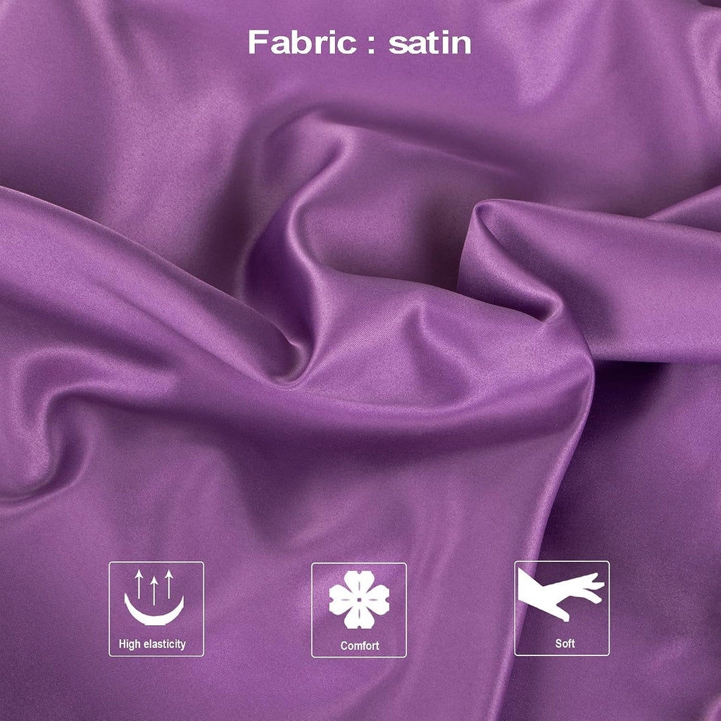 Ntbay Zippered Satin Pillow Cases for Hair and Skin, Luxury Queen Hidden Zipper Pillowcases Set of 2, 20x30 Inches, Purple 30 Inches