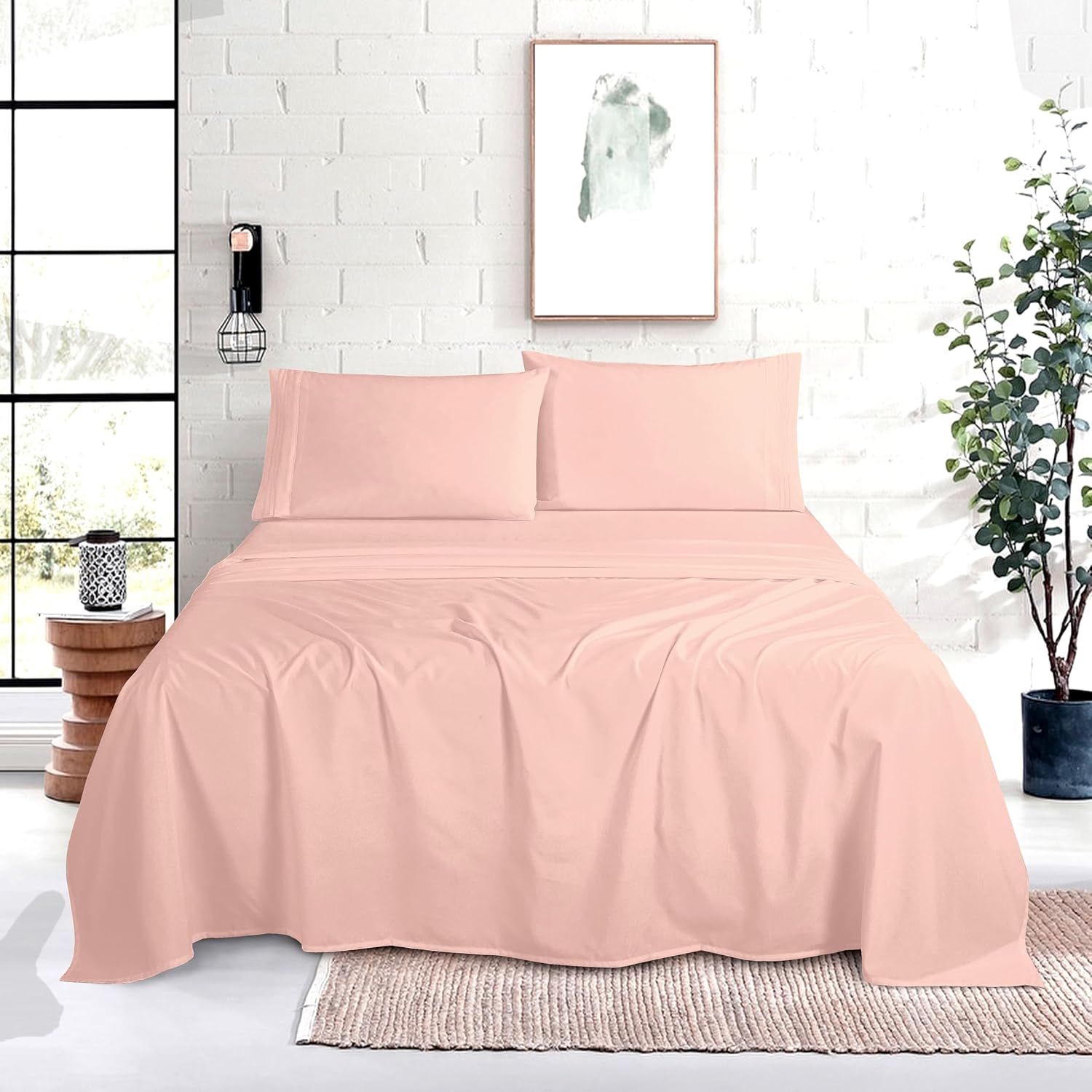 MocassiLuxuryBedding Mocassi Full Size 4-Piece Bed Sheet Set - 1800 Hotel Quality Microfiber 18-24 Inches Extra Deep Pocket Fitted Sheet- L…