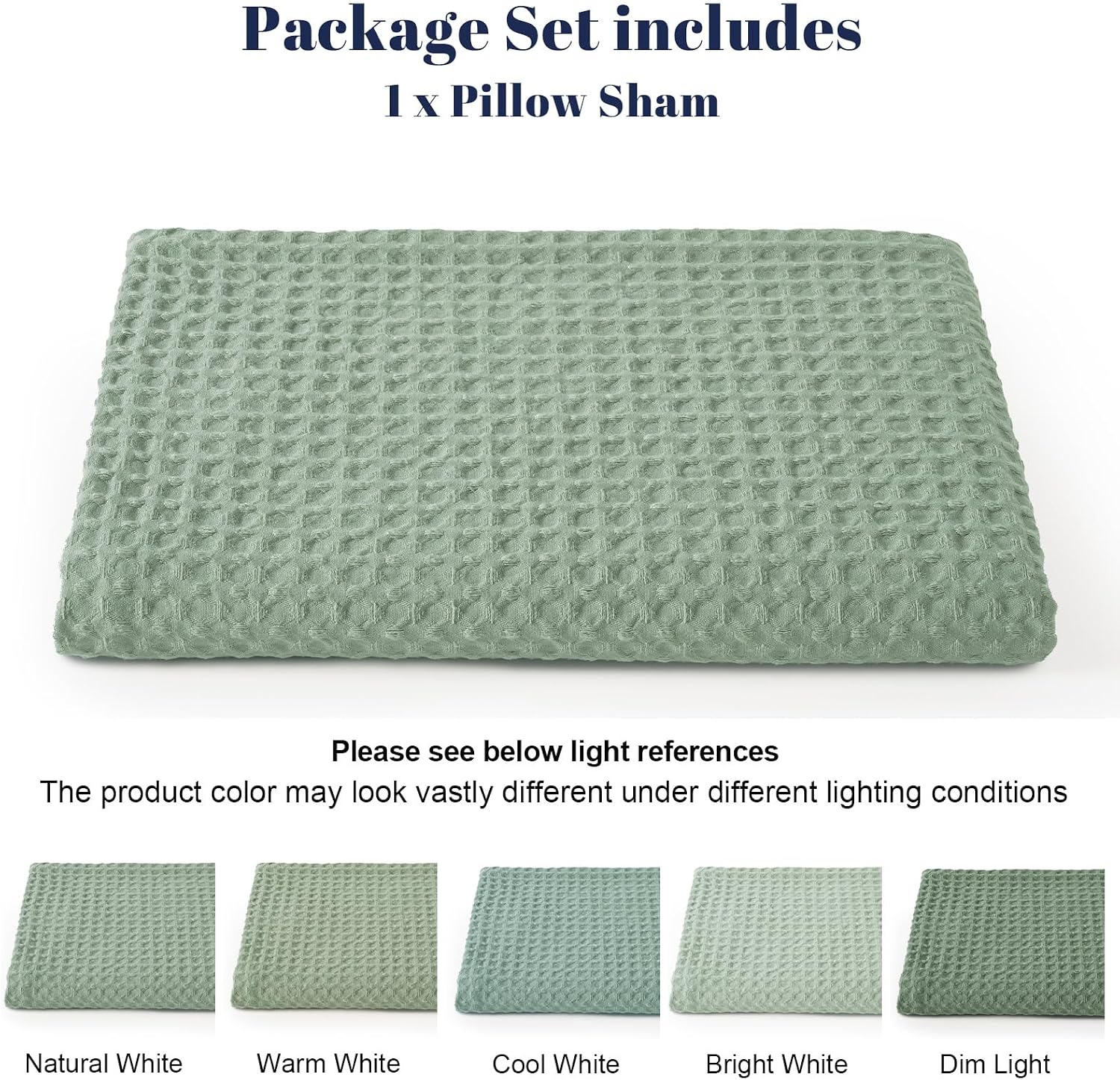 Phf Ultra Soft Waffle Body Pillowcase, Sage Green, 20" x 54", Polyester, Breathable, Skin-Friendly, Zipper Closure Green