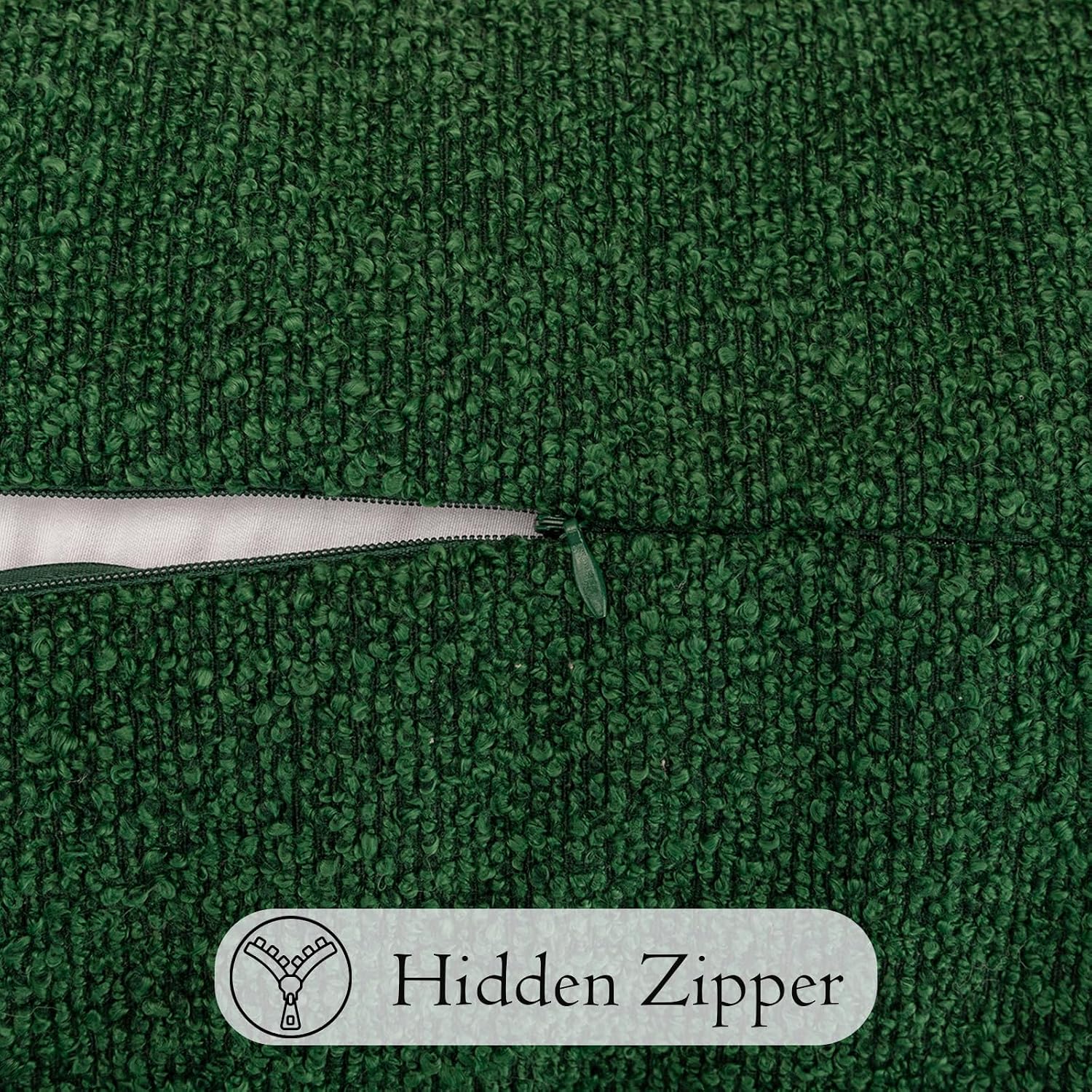 JoraLion 14x36 inch Boucle Lumbar Pillow Cover, Forest Elf Green Woven Texture Neutral Long Pillow Cover Breathable Cushion Case for…