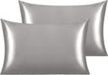 Ntbay 2 Pack Satin Standard Pillowcases for Hair and Skin, Luxurious and Silky Pillow Cases with Envelope Closure, 20x26 Inches, Grey 2 Pac…