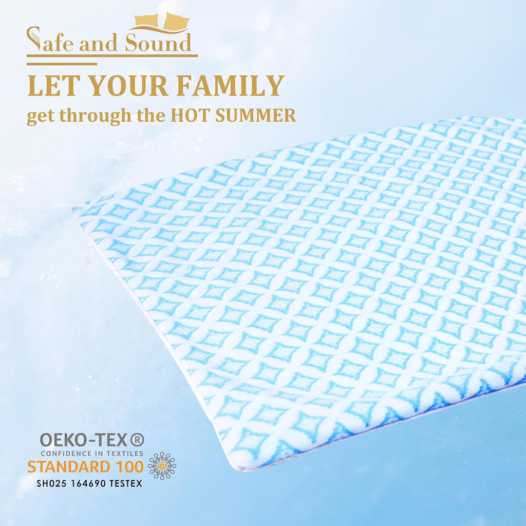Safe and Sound Cooling Waterproof Pillow Protectors (20x36'') - Breathable Cool Zipped Pillow Cover - PE + Polyester for Summer, Oeko-TEX…