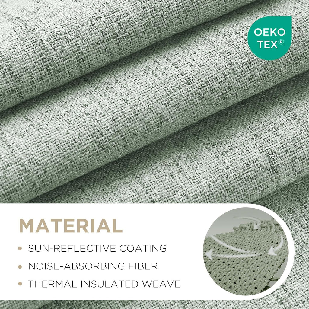 Joydeco Blackout Curtains for Bedroom - 100% Light Blocking 2 Panels Sage Green Drapes 66" W x 84" L, Thermal Insulated Room Darkening Curt…