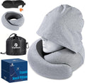 Vzpeun Travel Pillow - Hooded Neck Pillow Airplane Memory Foam Filling for Plane, Cars Sleeping, Road Trip, Long Flights, Airplane Travel E…