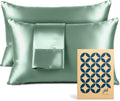 PureBedding Pure Bedding Satin Pillowcase 2 Pack - Queen Size (20"x30", Champagne Green) - Silky Pillow Cases for Hair and Skin - Satin Pil…