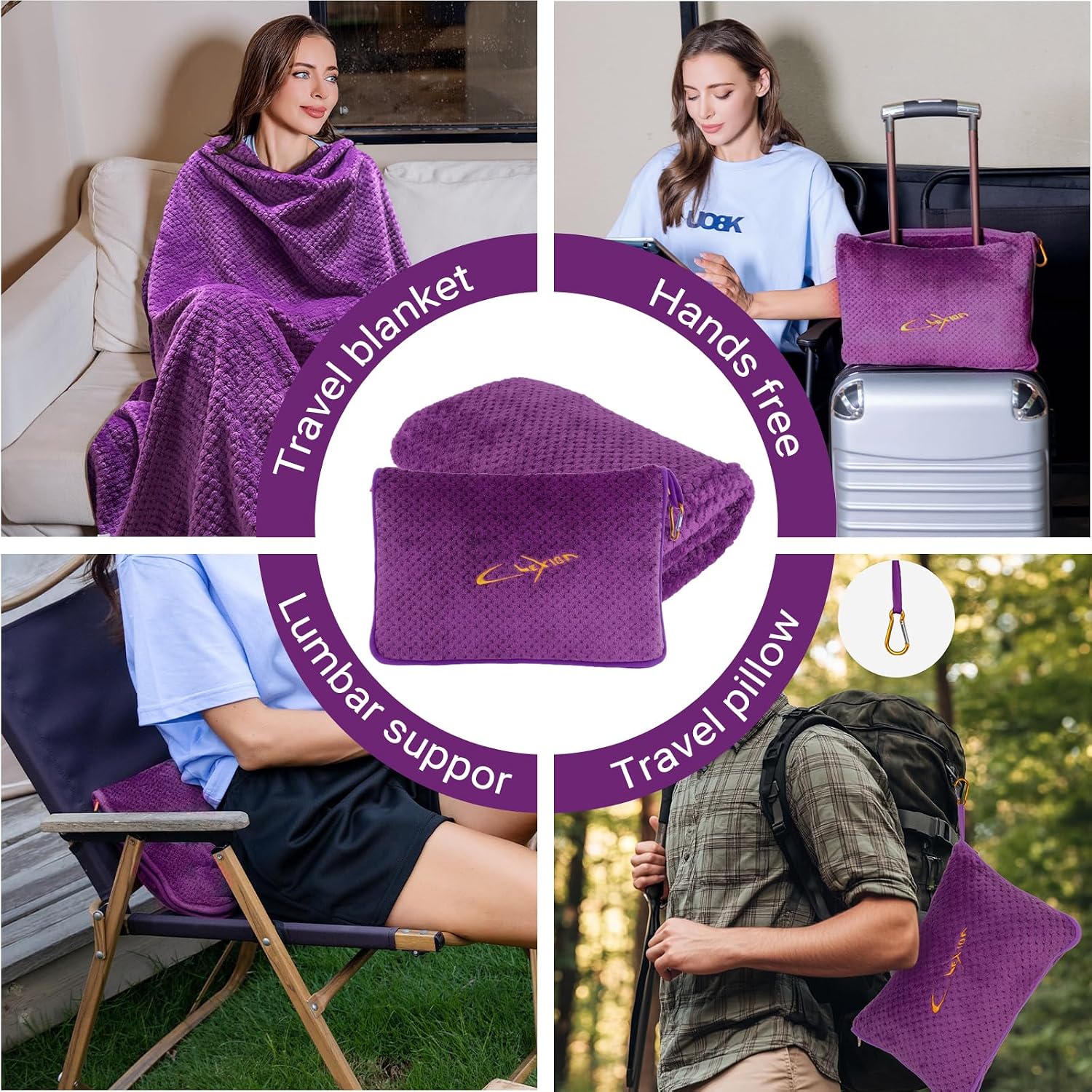 Travel Blanket Pillow-Premium Soft 2 in 1 Airplane Blanket for Long Trips Essentials with Bag Pillowcase, Hand Luggage Sleeve and…
