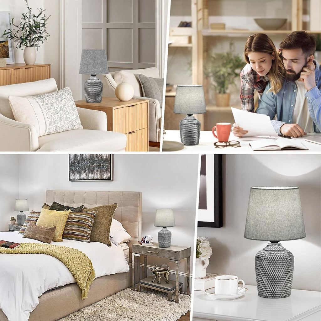 Sucolite 11.8'' Small Table Lamps Set of 2, Bedside Nightstand Lamps for Bedroom Kid’s Room, Cute Desk Lamps with Studded Texture Base…