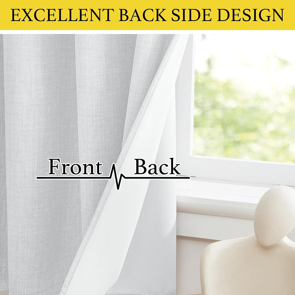 Nicetown Faux Linen Greyish White Room Darkening Curtain Valances 36 inches Long, Grommet Energy Saving Thermal Window Tiers Short Curtains…