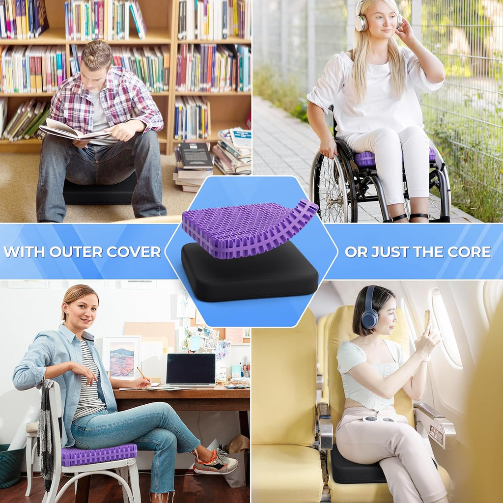 TushGuardSeatCushonsPillows TushGuard Gel Seat Cushion for Long Sitting, Enlarged & Thickened Patent Design, Breathable Cooling for Office…