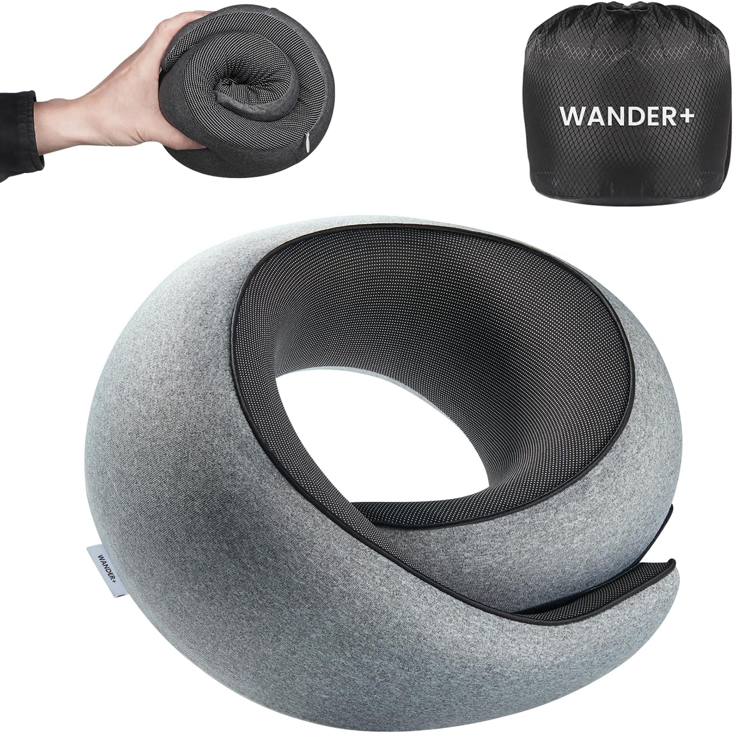 WANDER PLUS® Travel Neck Pillow, Pure Memory Foam Neck Pillow for Airplanes, Comfortable Breathable Cover, 360 Degree Support Ergonomic…