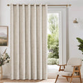 Beauoop Beige Floral Jacquard Blackout Curtains 84 Inches Long for Patio Sliding Door Extra Wide Chenille Flower Divider Room Darkening…