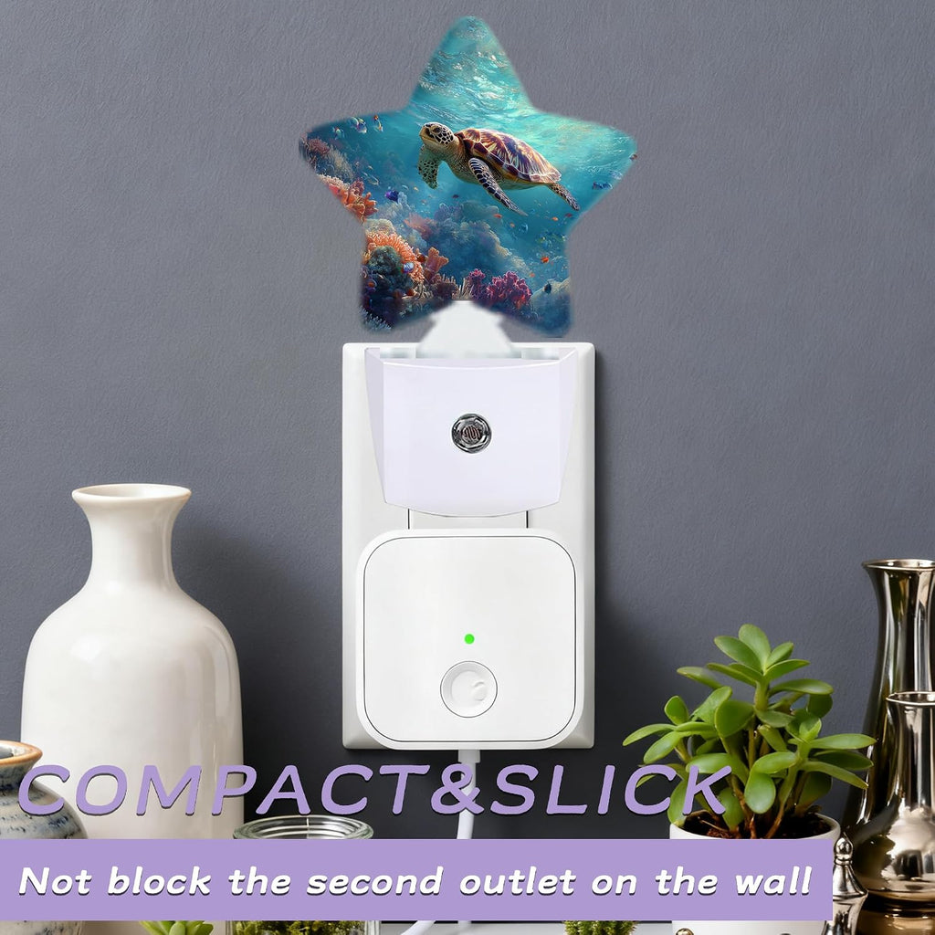 Sea Turtle Night Lights Plug Into Wall, Colorful Coral Dusk to Dawn Light Sensor Night Light for Kids, Energy Efficient Sleep Friendly Lamp…